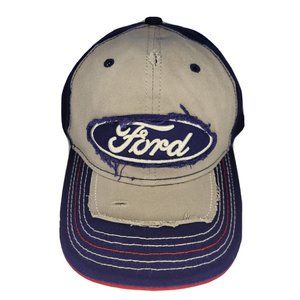 Ford GT40 5.0 Distressed Patch Logo OSFA Snapback Hat Cap Blue Gray Colorway